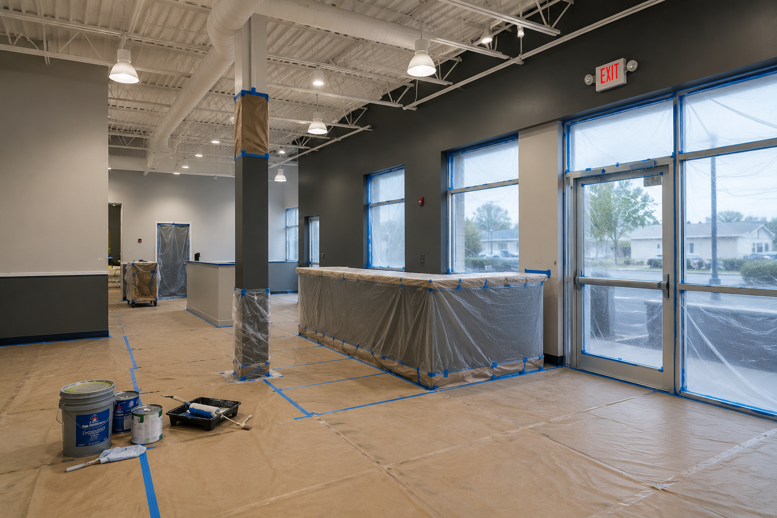 Commercial interior painting in progress